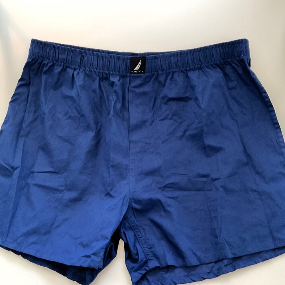Nautica Men's Classic Cotton Woven Boxer Shorts Blue Size XL